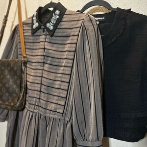 Vintage Union Made USA Taurus II Striped Secretary Dress Size 12